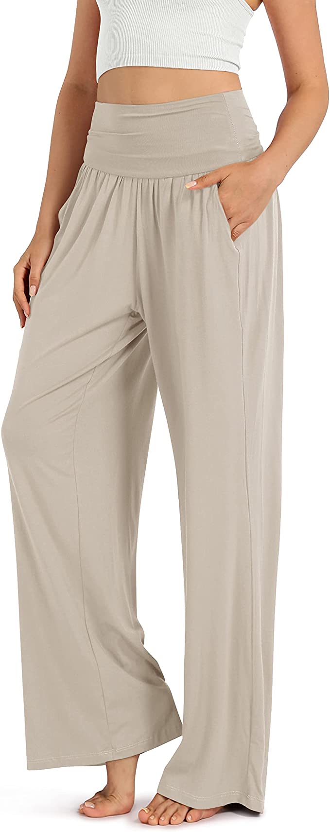 ODODOS Women's Wide Leg Palazzo Lounge Pants with Pockets Light Weight Loose Comfy Casual Pajama