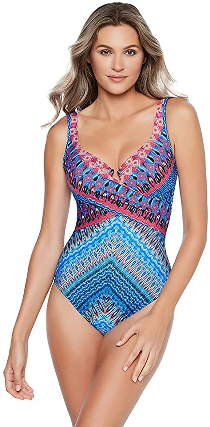 Miraclesuit Women's Swimwear Slimming Escape Underwire Molded Cup Bra Tummy Control One Piece Swimsuit