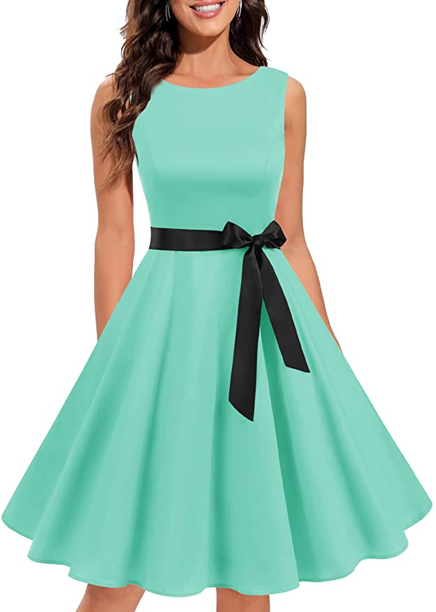 Tea Party 1950s Vintage Audrey Hepburn Sleeveless Spring Dress for Women 2023