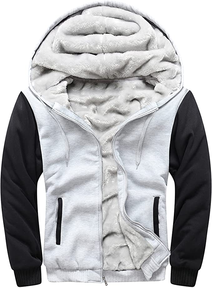 MACHLAB Men's Pullover Winter Workout Fleece Hoodie Jackets Full Zip Wool Warm Thick Coats