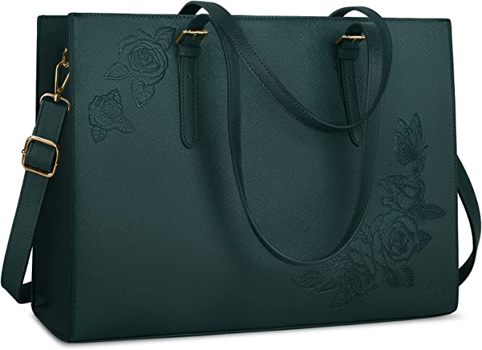 Laptop Bag for Women 15.6 Inch Laptop Tote Bag Leather Work Bags Professional Office Computer Briefcase Large Capacity