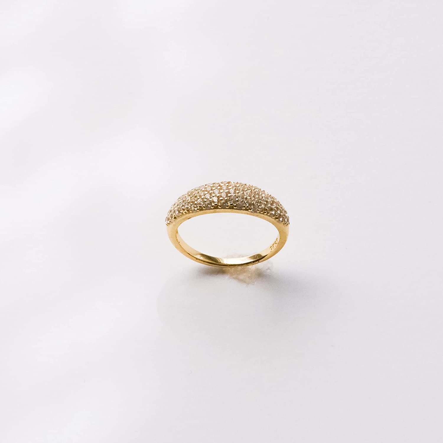 espere Thin Bubble Dome Ring | 18K Gold Plated Ribbed Dome Stackable Ring | Gold Thick Band Ring