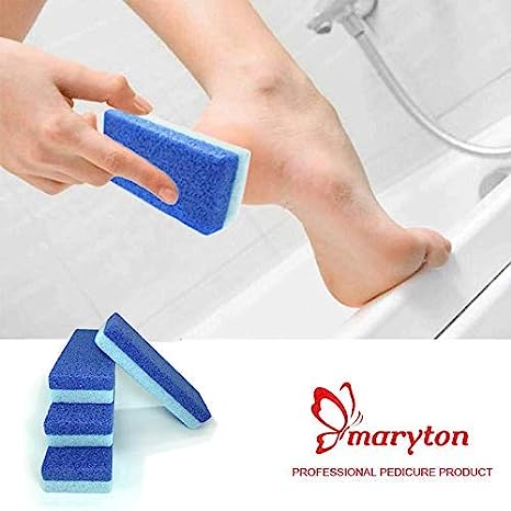 Maryton  Foot Pumice Stone for Feet Hard Skin Callus Remover and Scrubber (Pack of 4) (Blue)