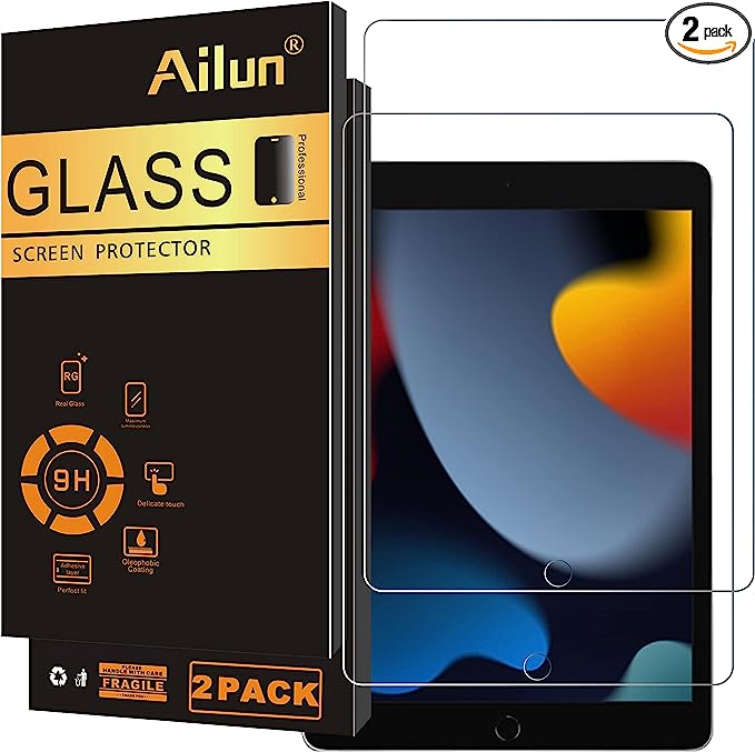 Ailun Screen Protector for iPad 9th 8th 7th  Generation  (10.2 Inch, iPad 9/8/7, 2021&2020&2019) Tempered Glass/Apple Pencil Compatible [2 Pack]